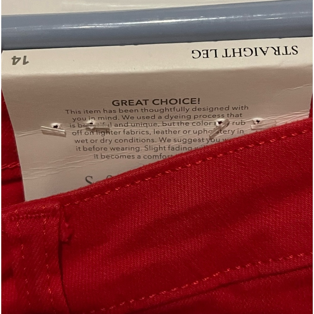RED JEANS, 5 POCKET, STRAIGHT, THE ULTIMATE JEANS by SOFT SURROUNDINGS. Size 14. - Picture 9 of 11